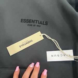 Fear of God ESSENTIALS Black Pullover Hoodie with Tonal Logo